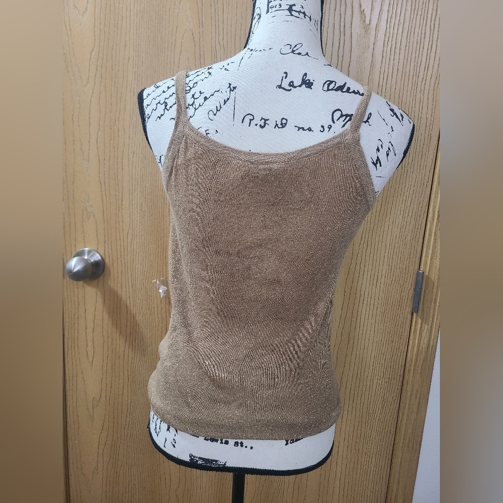 Rue 21 Gold Metallic Sequin Striped Going Out Tank Top - Picture 2 of 3